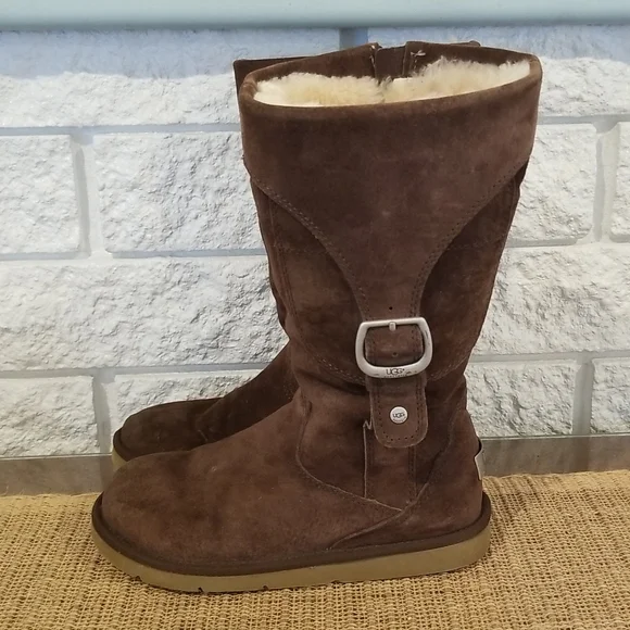 UGG Australia Cargo III 3 Tall Boots Brown Buckle Side Zipper size 7 Style #5132 - Picture 4 of 13